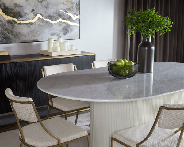 PALOMA DINING TABLE - OVAL - WHITE MARBLE - 84"
