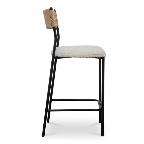 Foley Counter Stool in White Bouclé