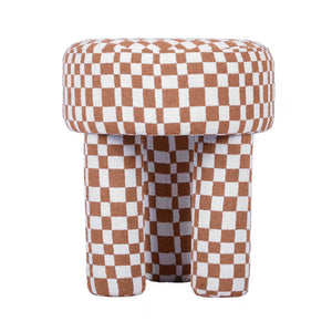 Claire Brown Checkered Boucle Stool