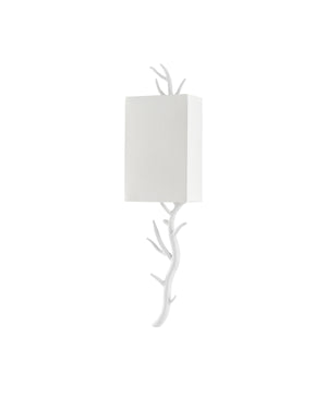 Baneberry Wall Sconce, Left In Gesso White