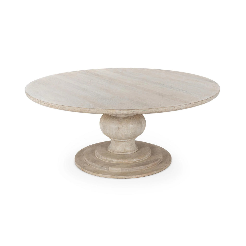 Hera Solid Wood Dining Table with Pedestal Base - Creamwood
