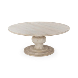 Hera Solid Wood Dining Table with Pedestal Base - Creamwood