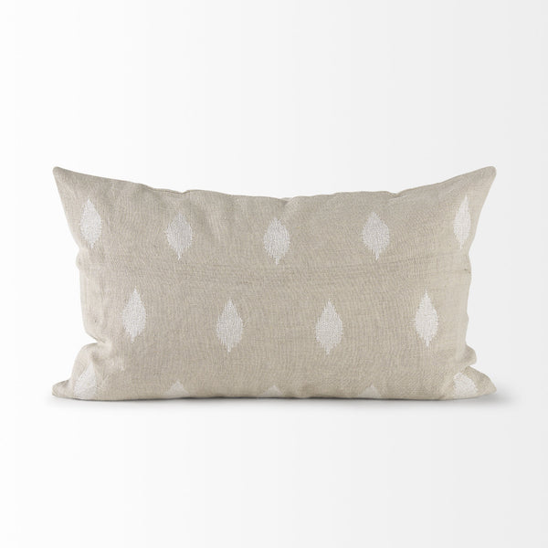Enya 13L x 21W Beige and Cream Fabric Patterned Decorative Pillow Cover