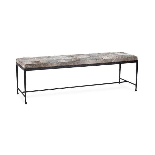 Achen Hide Bench 60" Sparrow Gray with Iron Frame