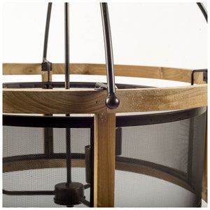 Penhill (25"x24") Black and Wooden Three Bulb Chandelier