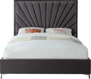 Wilfred Queen Bed In Grey Velvet
