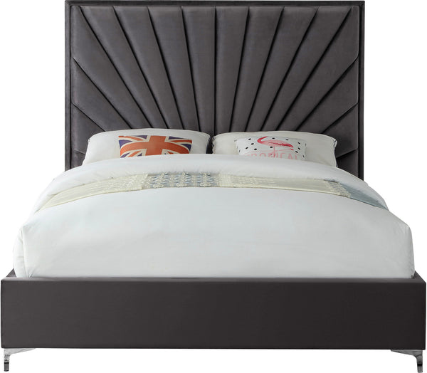 Wilfred Queen Bed In Grey Velvet