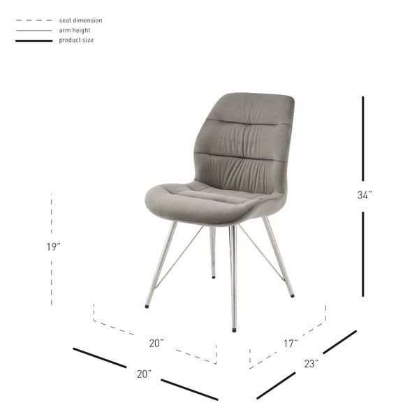 Raven Velvet Fabric Dining Side Chair In Gravel Gray (Set of 2)