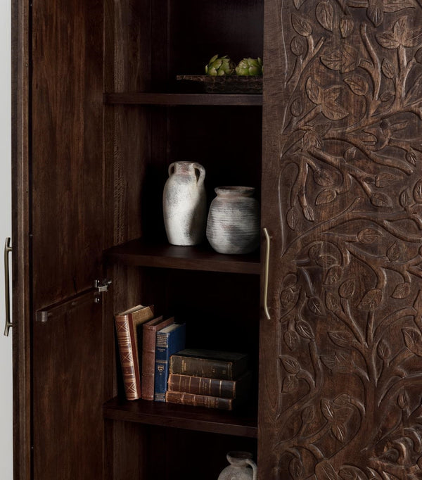 Albero Solid Wood Tall Cabinet in Kona Brown