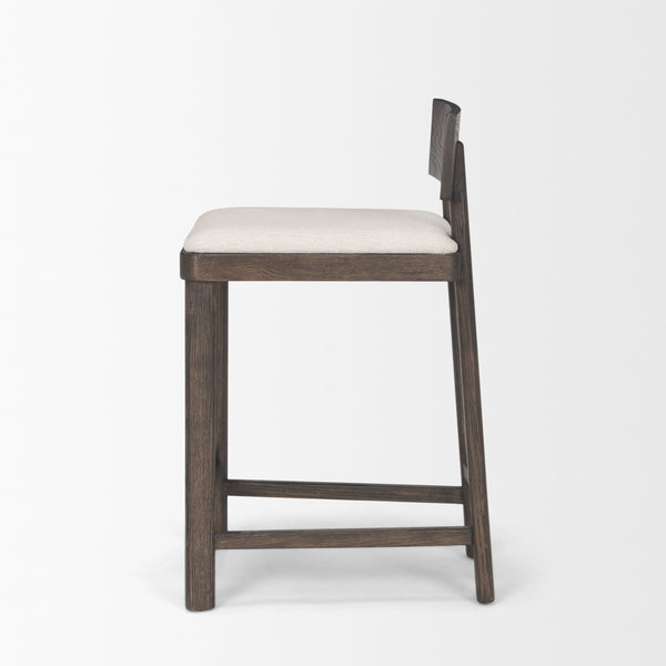 Soren Dark Brown Wood w/ Oatmeal Fabric Counter Stool