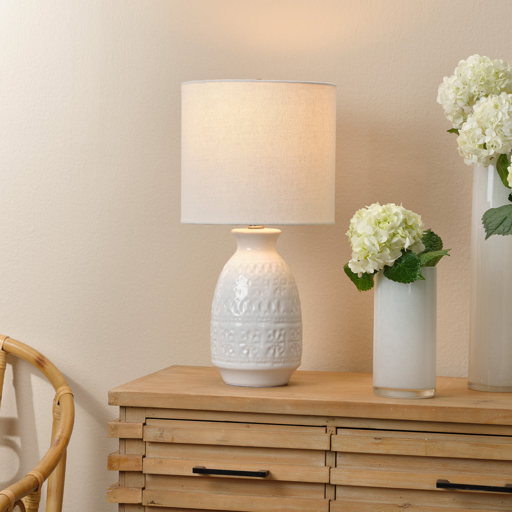 Frieze Ceramic Table Lamp, White