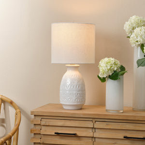 Frieze Ceramic Table Lamp, White