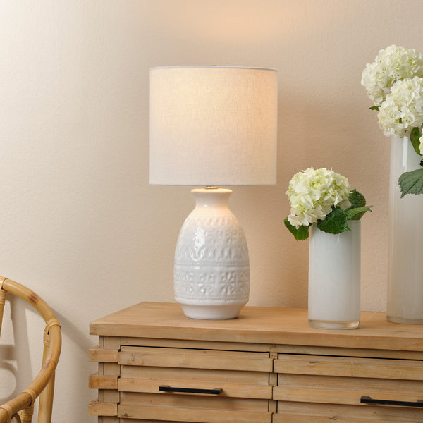 Frieze Ceramic Table Lamp, White