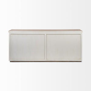 Fairview III Solid Wood Brown Top & White Frame 4 Cabinet Door Sideboard