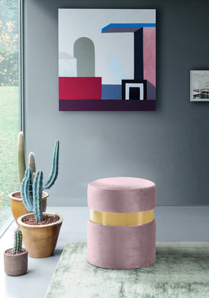 Reginald Ottoman/Stool In Pink Velvet