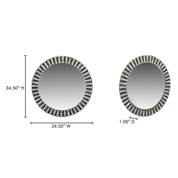 Moe's Isolde Mirror in Black & Beige Marble