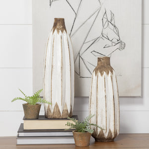 Sisko II Tall Rustic Brown White Ceramic Vase