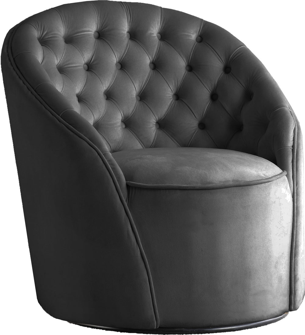 Maurice Accent Chair In Grey Velvet