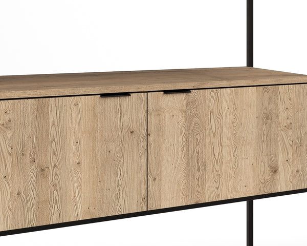 AMBROSE MODULAR WALL DESK - RUSTIC OAK - BLACK