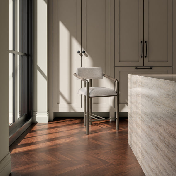 Cassidy Counter Stool Brown with Leather Armrests