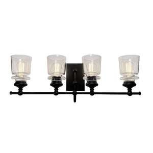 Castara 4 Light Wall Light AC11594BK in Black & Brass