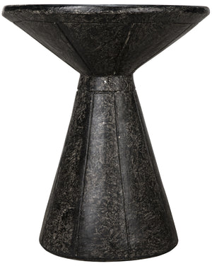 Pedestal Fiber Cement Side Table in Black Finish