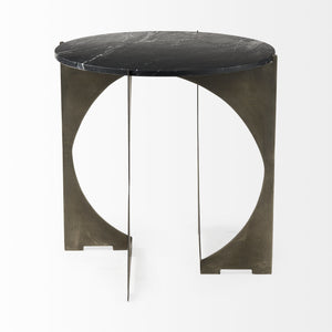 Reinhold II 21L x 21W x 21H Black Marble Top Iron Side Table