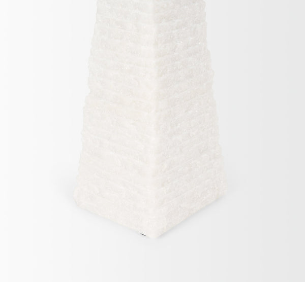 Pyramis White Rough Marble Obelisk 13"
