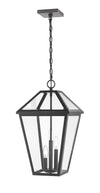 Talbot 3 Light Outdoor Chain Mount Ceiling Fixture in Black Finish