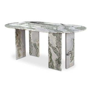 Celia Oval Dining Table in Green Onyx Marble