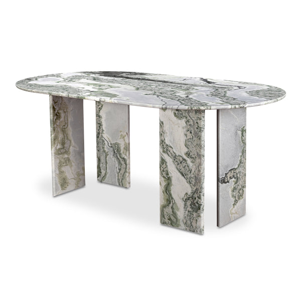 Celia Oval Dining Table in Green Onyx Marble