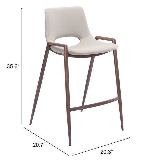 Desi Counter Stool (Set of 2) Beige & Walnut