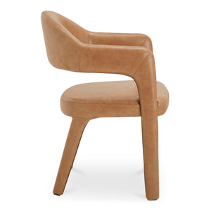 Martens Brown Leather Dining Chair with Armrests