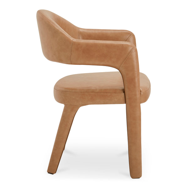 Martens Brown Leather Dining Chair with Armrests