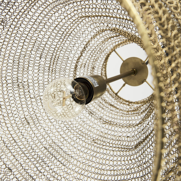 Halycon 16.0L x 16.0W x 20.0H Gold Mesh and Iron Pendant Light