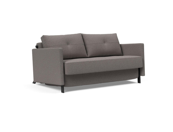 CUBED FULL SOFA BED in MIXED DANCE GREY FABRIC WITH Black Steel LEGS 521
