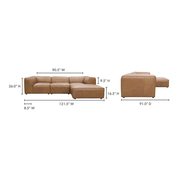 Moe's Form Lounge Modular Sectional Tan Leather