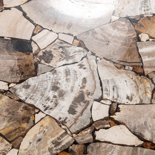 Norwest Solid Wood Console Table with Petrified Stone Top