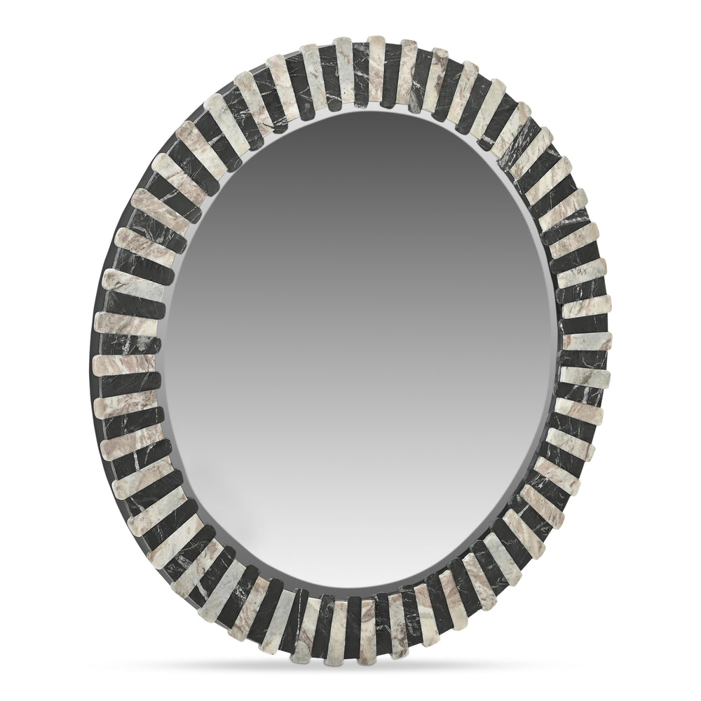 Moe's Isolde Mirror in Black & Beige Marble
