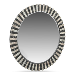 Moe's Isolde Mirror in Black & Beige Marble