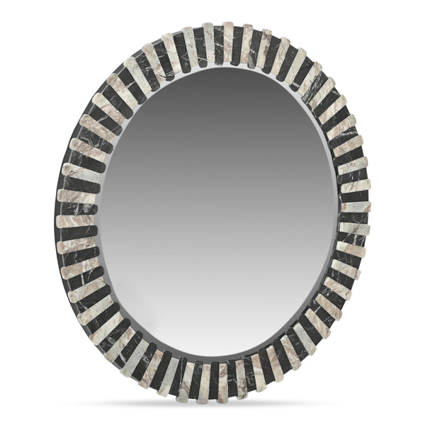 Moe's Isolde Mirror in Black & Beige Marble