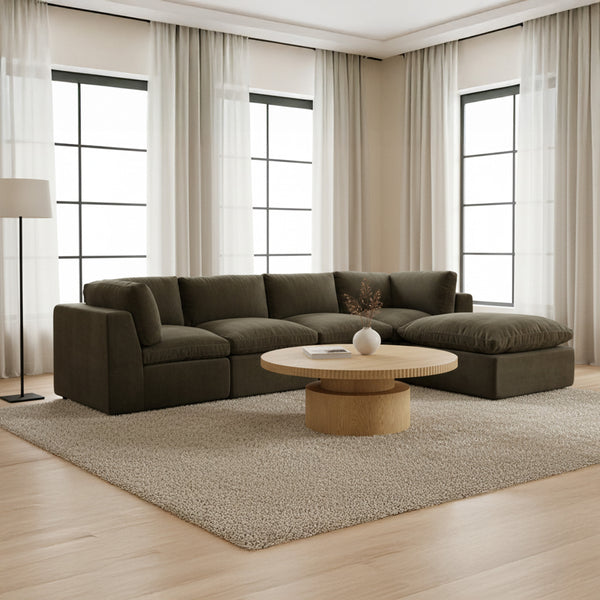 Leigh Brown Coffee Table with Scalloped Edge