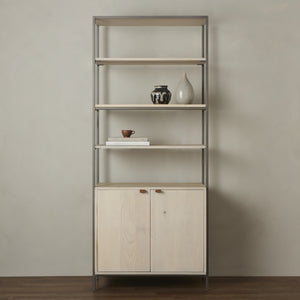 Trey Modular Wide Bookcase In Dove Poplar
