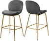 Luke Stool In Grey Velvet and Gold