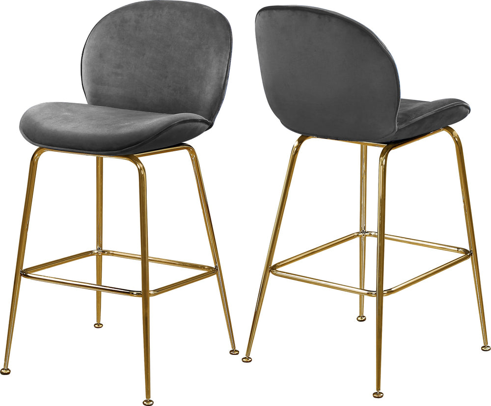 Luke Stool In Grey Velvet and Gold