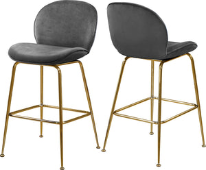 Luke Stool In Grey Velvet and Gold