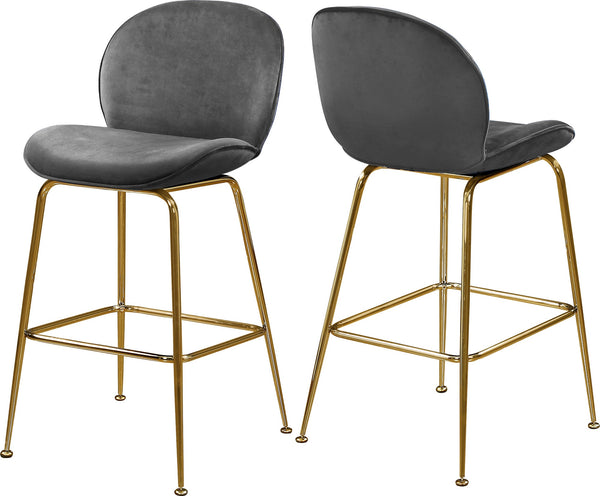 Luke Stool In Grey Velvet and Gold