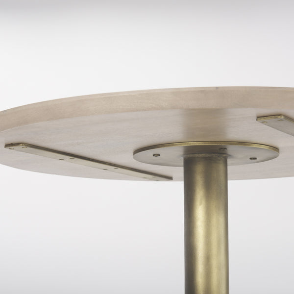 Maxwell 32" Round Light Wood Tabletop & Base w/ Gold Metal Accent Pedestal Bistro Table