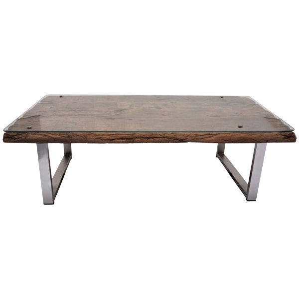 Rail Wood Glass & Metal Coffee Table