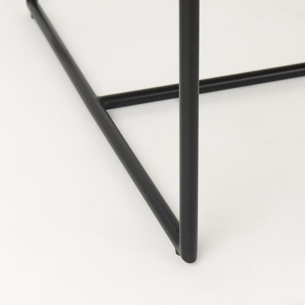 Stamford Beige Upholstered Seat w/ Wood Back, Black Metal Frame Dining Chair w/ Arms